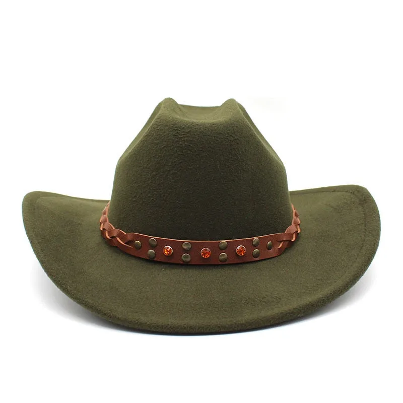 Unisex Winter Formal Curved Brim Western Vintage Jazz Cowboy Hat