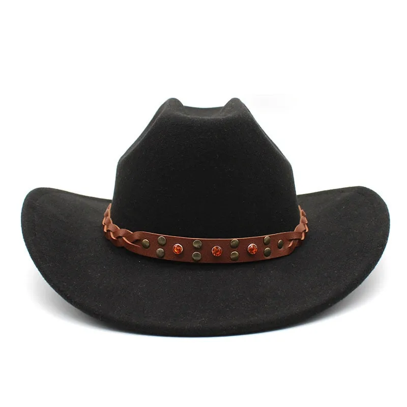 Unisex Winter Formal Curved Brim Western Vintage Jazz Cowboy Hat