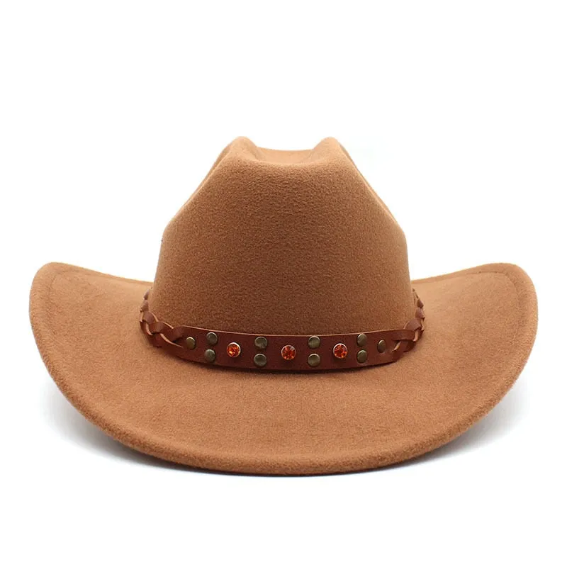 Unisex Winter Formal Curved Brim Western Vintage Jazz Cowboy Hat