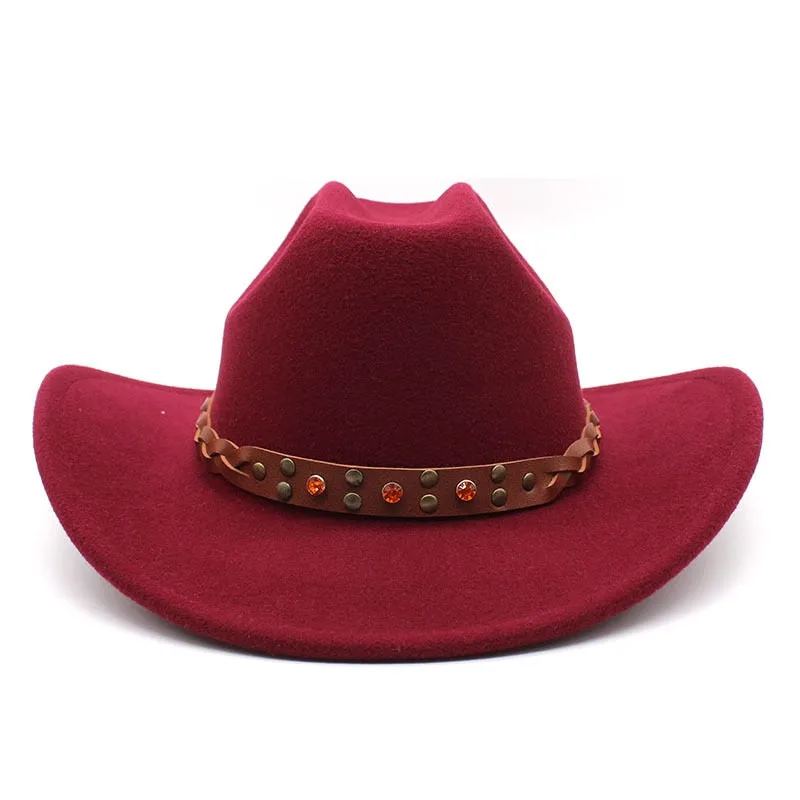 Unisex Winter Formal Curved Brim Western Vintage Jazz Cowboy Hat