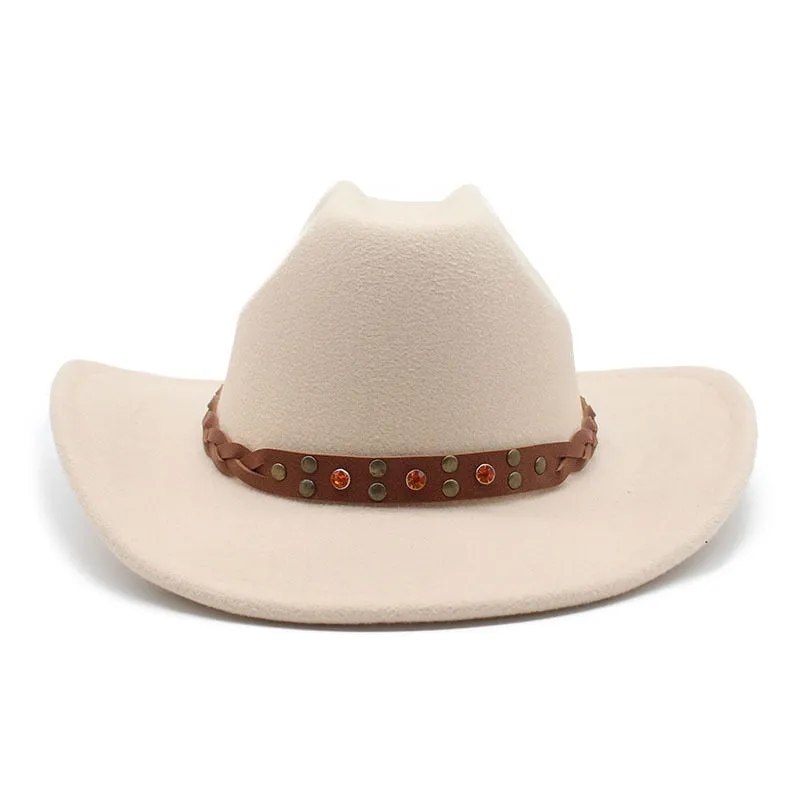 Unisex Winter Formal Curved Brim Western Vintage Jazz Cowboy Hat