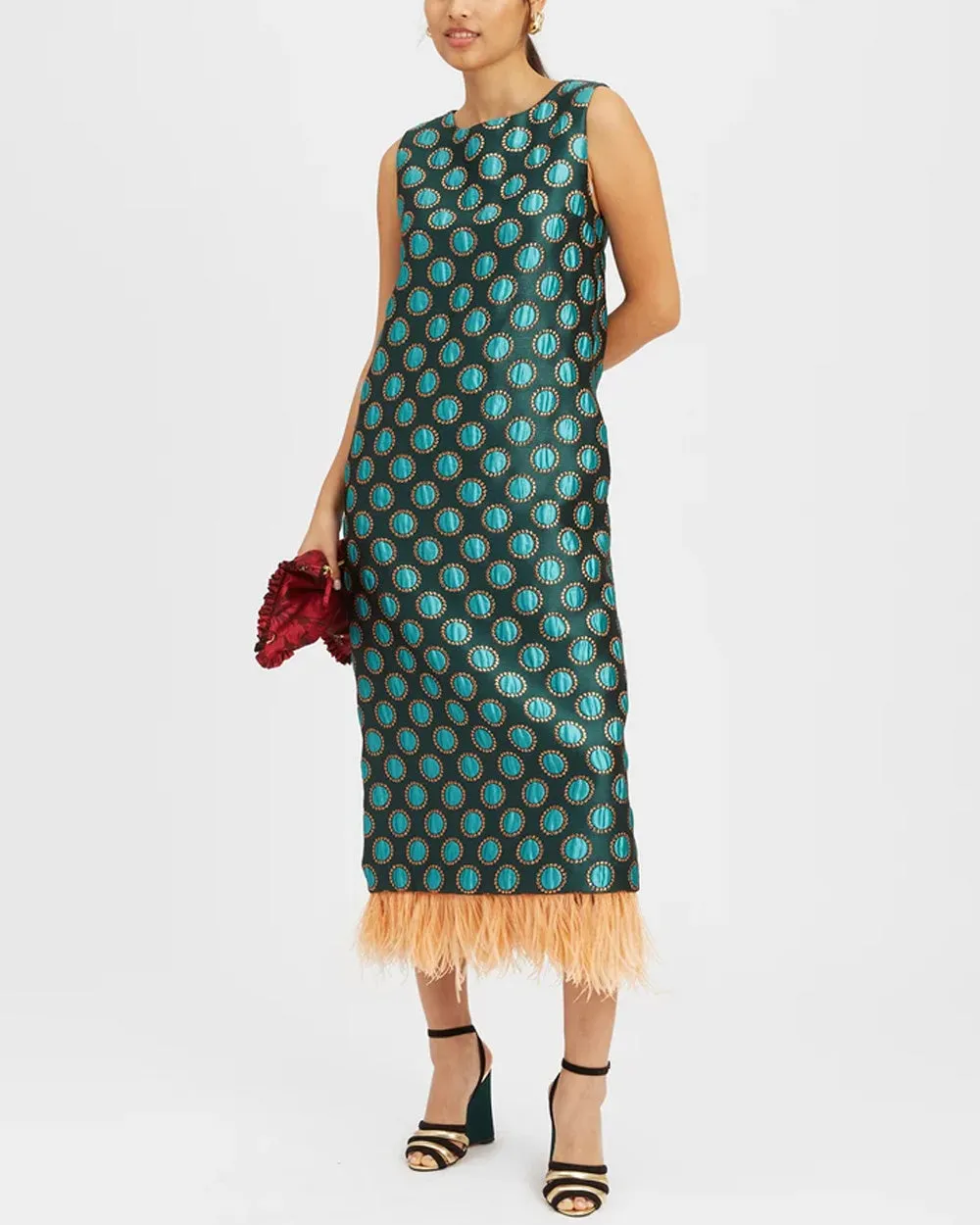 Winter Sun Jacquard Feather Column Dress