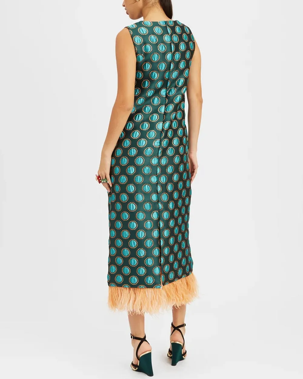 Winter Sun Jacquard Feather Column Dress