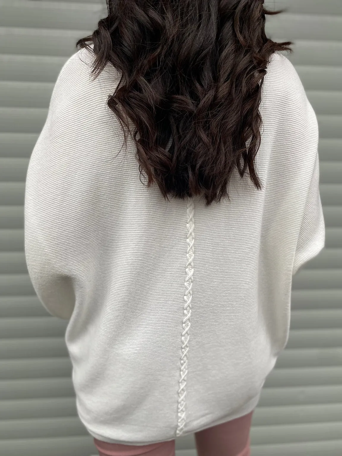 Winter White Two Pocket Ribbed Jumper Jazlyn