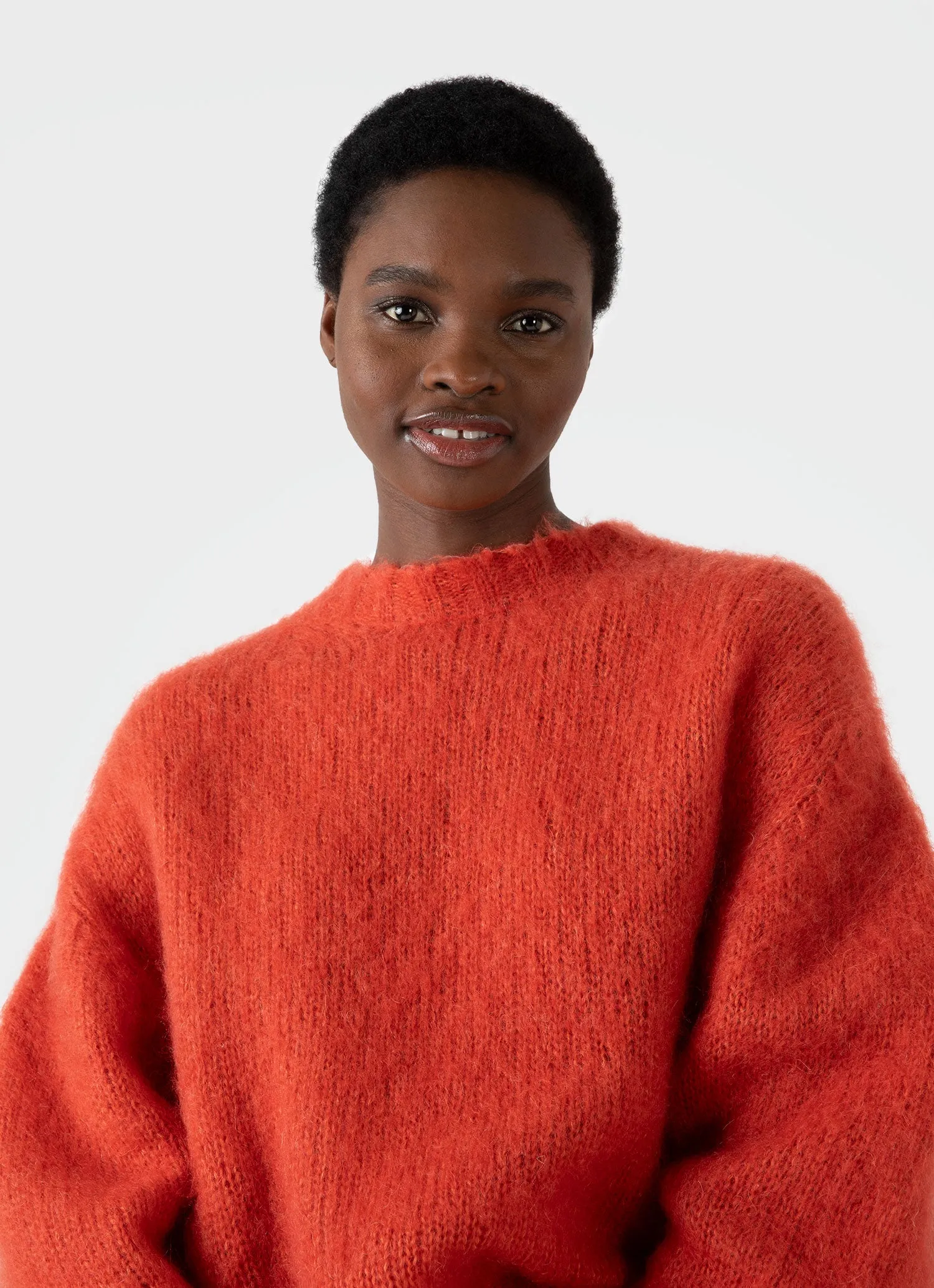 Women's Mohair Crew Neck Jumper in Magma