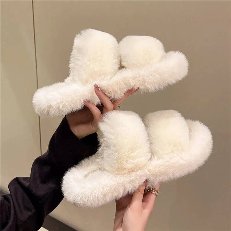 Women's Winter Korean Style Thick Sole Flat Flip Flop House Slippers