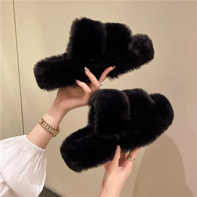 Women's Winter Korean Style Thick Sole Flat Flip Flop House Slippers