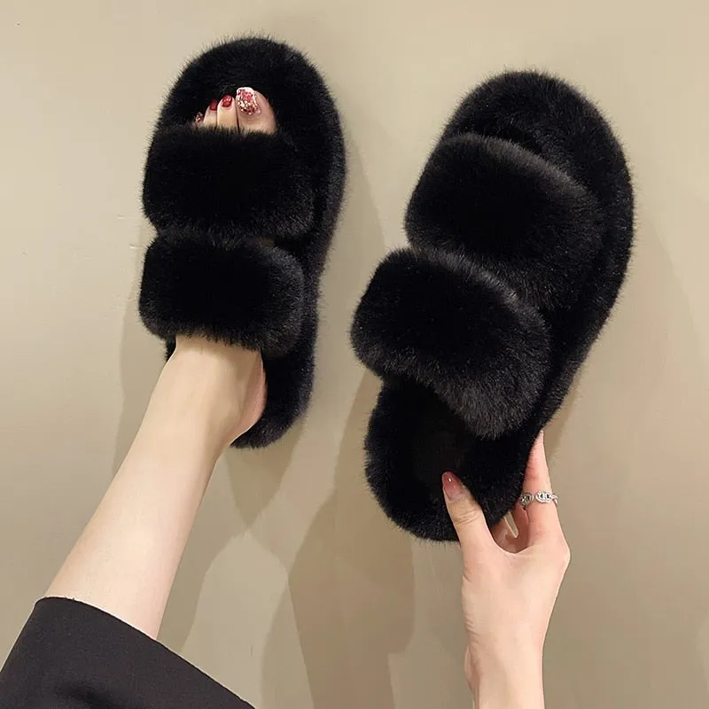 Women's Winter Korean Style Thick Sole Flat Flip Flop House Slippers