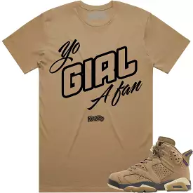 YO GIRL A FAN : Brown Kelp Sneaker Tees Shirt (black ink)