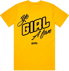 YO GIRL A FAN : Gold Sneaker Tees Shirt (black ink)